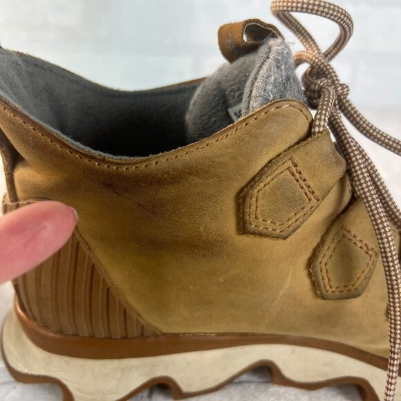 Sorel Kinetic Caribou Snow Boots Womens 7.5 Light Brown Leather Gray Waterproof - Picture 14 of 16